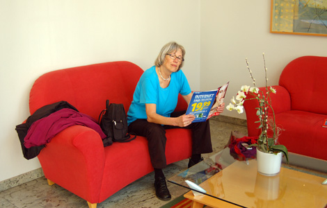 Heike Kern im Hotel in Leipzig
